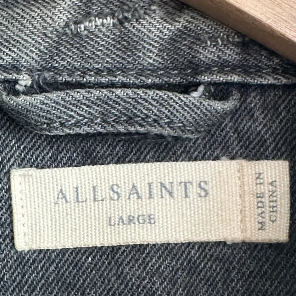 AllSaints Bohmer denim jacket L Distressed Washed Black